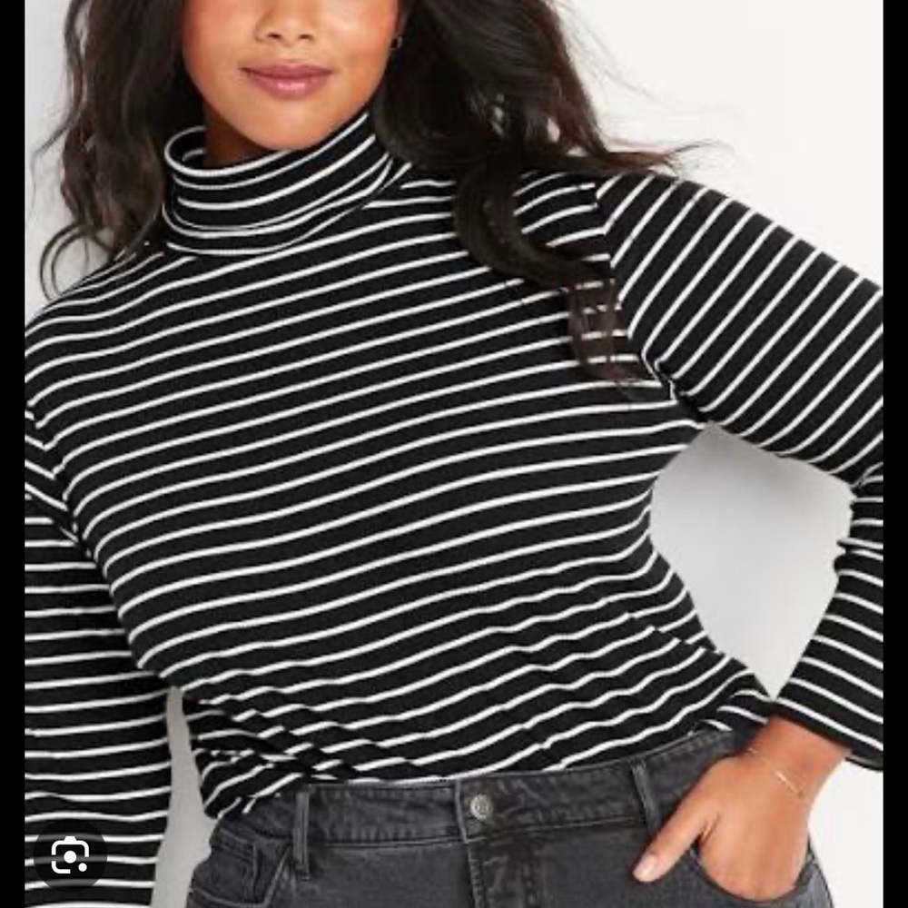 Old Navy Stripes Rib-Knit Long-Sleeved Turtleneck